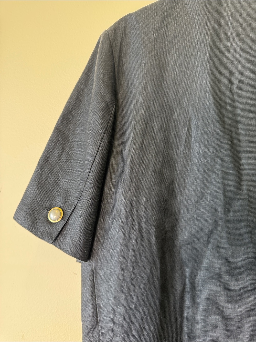 MAXMARA Vintage 100% Linen Black Short-Sleeve Lady Shift Dress Minimal Preppy 10 - Picture 7 of 14
